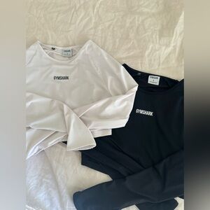 Gymshark Training Long Sleeve Crop Top White & Black bundle